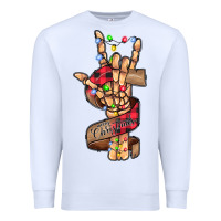 White merry christmas skeleton hand Premium Sweatshirt - CowhideDigitalArt