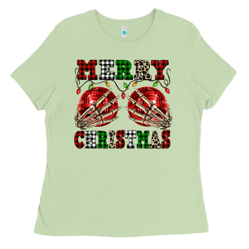 Merry Christmas Skeleton Hands Boobs Ladies Tee by NancyCooperArtShop | Teevron