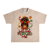 French Oak Santa's Favorite Medicaid Analyst Afro Messy Bun Urban Heavy Tee - texasbilliewilder