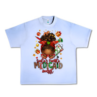 Grape Ice Santa's Favorite Medicaid Analyst Afro Messy Bun Urban Heavy Tee - texasbilliewilder