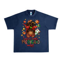 Navy Santa's Favorite Medicaid Analyst Afro Messy Bun Urban Heavy Tee - texasbilliewilder