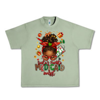 Oil Green Santa's Favorite Medicaid Analyst Afro Messy Bun Urban Heavy Tee - texasbilliewilder