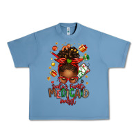 Pebble Blue Santa's Favorite Medicaid Analyst Afro Messy Bun Urban Heavy Tee - texasbilliewilder