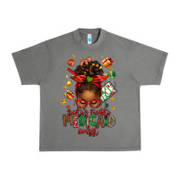 Tornado Santa's Favorite Medicaid Analyst Afro Messy Bun Urban Heavy Tee - texasbilliewilder
