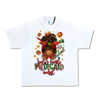 White Santa's Favorite Medicaid Analyst Afro Messy Bun Urban Heavy Tee - texasbilliewilder