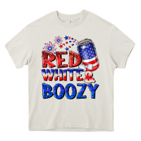 Cream red white boozy Heavy Core Tee - NancyCooperArtShop