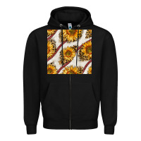 Black baseball sunflowers and leopard seamless pattern Zipper Hoodie - BundleAndBundleShop