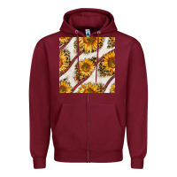 Burgundy baseball sunflowers and leopard seamless pattern Zipper Hoodie - BundleAndBundleShop