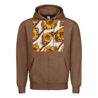 Chestnut baseball sunflowers and leopard seamless pattern Zipper Hoodie - BundleAndBundleShop
