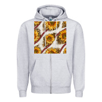Heather Grey baseball sunflowers and leopard seamless pattern Zipper Hoodie - BundleAndBundleShop