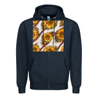 Navy baseball sunflowers and leopard seamless pattern Zipper Hoodie - BundleAndBundleShop