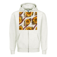Oatmeal Heather baseball sunflowers and leopard seamless pattern Zipper Hoodie - BundleAndBundleShop