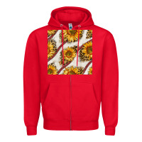 Red baseball sunflowers and leopard seamless pattern Zipper Hoodie - BundleAndBundleShop