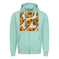 Seafoam baseball sunflowers and leopard seamless pattern Zipper Hoodie - BundleAndBundleShop