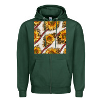 Sports Green baseball sunflowers and leopard seamless pattern Zipper Hoodie - BundleAndBundleShop