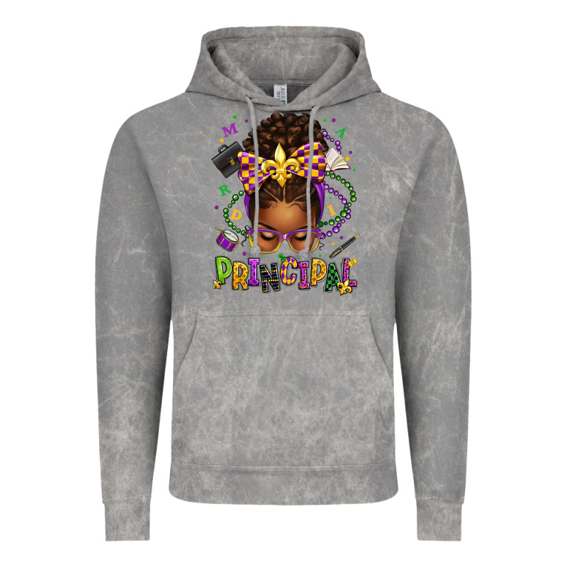 Mardi Gras Principal Afro Messy Bun Vintage Hoodie by texasbilliewilder | Teevron