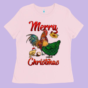 Merry Christmas Chickens Ladies Tee Designed By Ranaportraitstore
