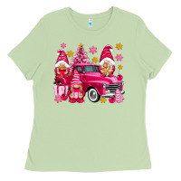 Matcha Pink christmas gnomes truck Ladies Tee - NancyCooperArtShop