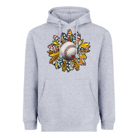 Heather Grey Baseball Sunflower Heavyweight Hoodie - CowhideDigitalArt