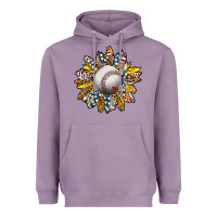 Lavender Baseball Sunflower Heavyweight Hoodie - CowhideDigitalArt