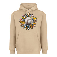 Mushroom Baseball Sunflower Heavyweight Hoodie - CowhideDigitalArt