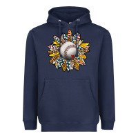 Navy Baseball Sunflower Heavyweight Hoodie - CowhideDigitalArt