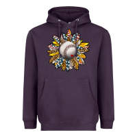 Plum Baseball Sunflower Heavyweight Hoodie - CowhideDigitalArt