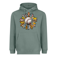 Sage Baseball Sunflower Heavyweight Hoodie - CowhideDigitalArt
