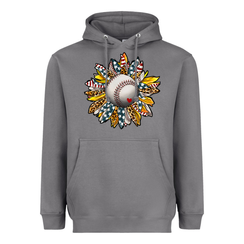 Baseball Sunflower Heavyweight Hoodie by CowhideDigitalArt | Teevron