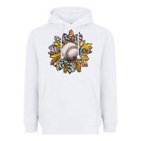White Baseball Sunflower Heavyweight Hoodie - CowhideDigitalArt
