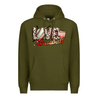 Army Green love baseball Premium Hoodie - FaDigitalArtStudio