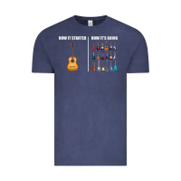 Vintage Denim Guitars How it Started How It's Going Guitar Players Funny Vintage Tee - minhPixels