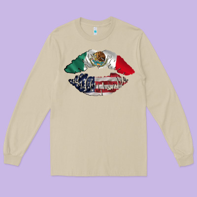 Mexico Usa Lips Long Sleeve Tee Designed By Tumblerdesignbyshophia