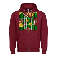 Burgundy american football field and hearts seamless pattern Zipper Hoodie - BundleAndBundleShop