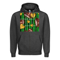 Charcoal Heather american football field and hearts seamless pattern Zipper Hoodie - BundleAndBundleShop