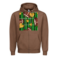 Chestnut american football field and hearts seamless pattern Zipper Hoodie - BundleAndBundleShop