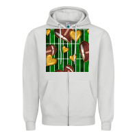 Dove Grey american football field and hearts seamless pattern Zipper Hoodie - BundleAndBundleShop