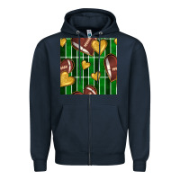 Navy american football field and hearts seamless pattern Zipper Hoodie - BundleAndBundleShop