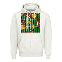 Oatmeal Heather american football field and hearts seamless pattern Zipper Hoodie - BundleAndBundleShop