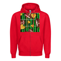 Red american football field and hearts seamless pattern Zipper Hoodie - BundleAndBundleShop