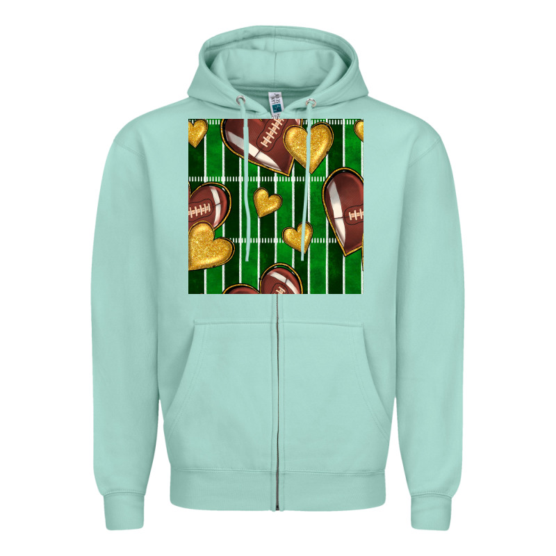 American Football Field And Hearts Seamless Pattern Zipper Hoodie by BundleAndBundleShop | Teevron