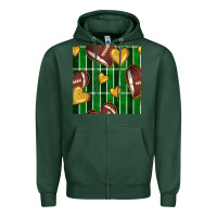 Sports Green american football field and hearts seamless pattern Zipper Hoodie - BundleAndBundleShop