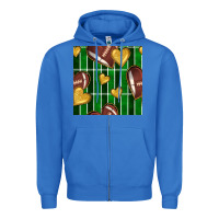 True Royal american football field and hearts seamless pattern Zipper Hoodie - BundleAndBundleShop