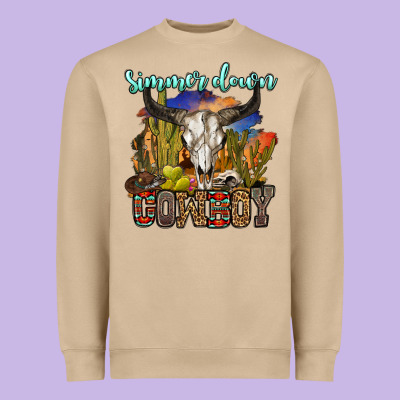 Simmer Down Cowboy Heavyweight Sweatshirt Designed By Oliviacreatesart