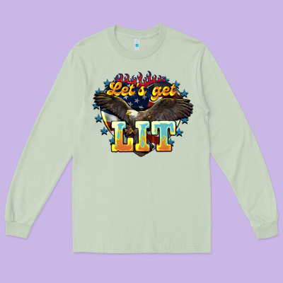 Let's Get Lit America Eagle 4th Of July Long Sleeve Tee Designed By Howdyjamesfarm