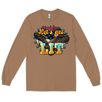 Toasted Coconut Let's get lit America Eagle 4th of july Long Sleeve Tee - HowdyJamesFarm