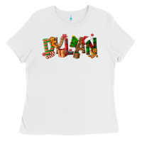 White Personalized Christmas Themed Ladies Tee - NancyCooperArtShop