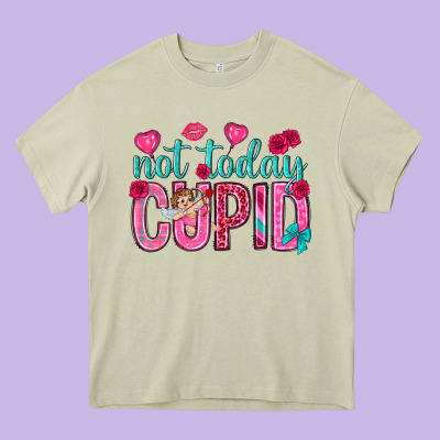 Not Today Cupid Heavy Core Tee Designed By Nancycooperartshop