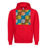 Red american football medal with leopard Zipper Hoodie - BundleAndBundleShop