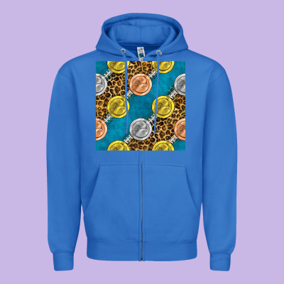 American Football Medal With Leopard Zipper Hoodie Designed By Bundleandbundleshop